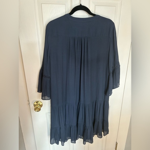 LOFT Navy Blue Embroidered Drop-Waist Dress – Size 12 – Dark Boho Beauty - Picture 10 of 14